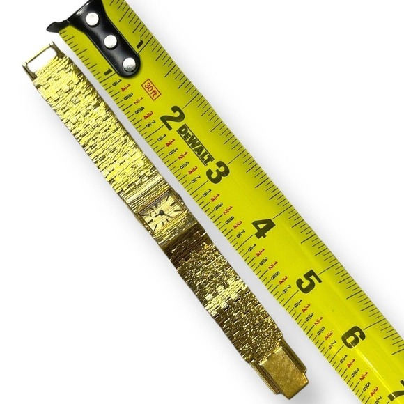 VTG Neiman Marcus Gold Tone Watch Womens Rectangle Wind Bracelet Germany Works main image 8